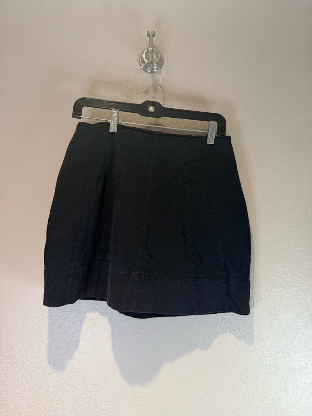 Anthropologie Black Structured Mini Skirt - High Waisted Seam Detail Size Small